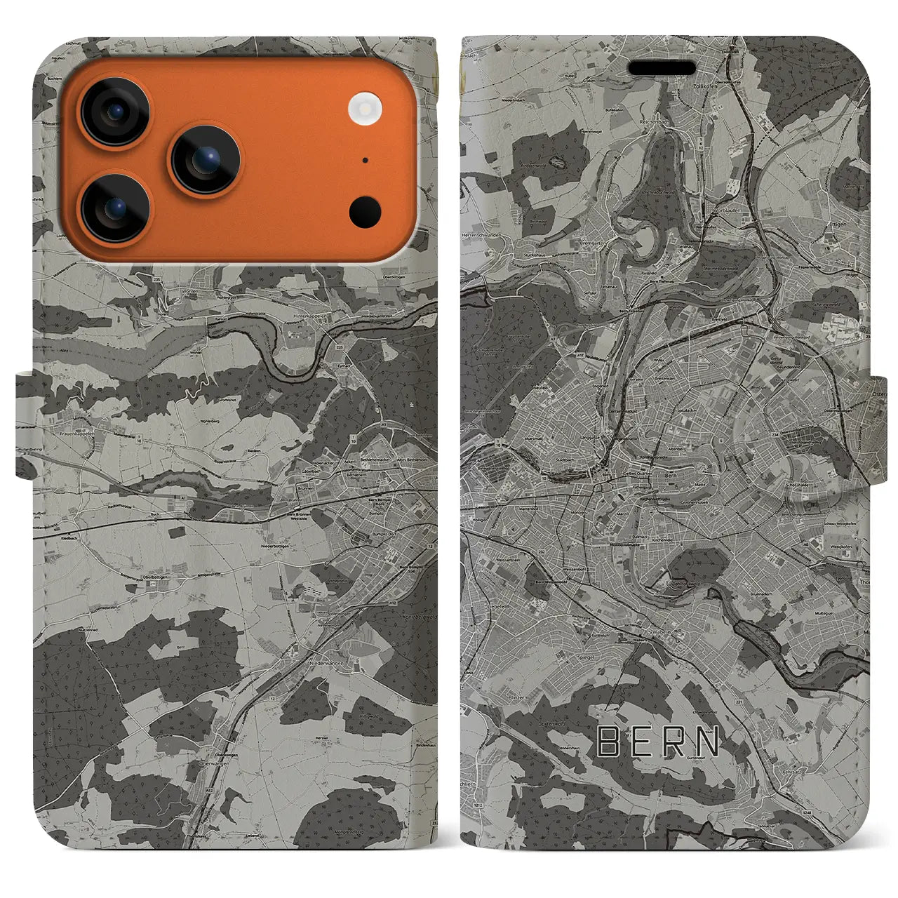 【ベルン(スイス)】地図柄iPhoneケース(手帳タイプ)