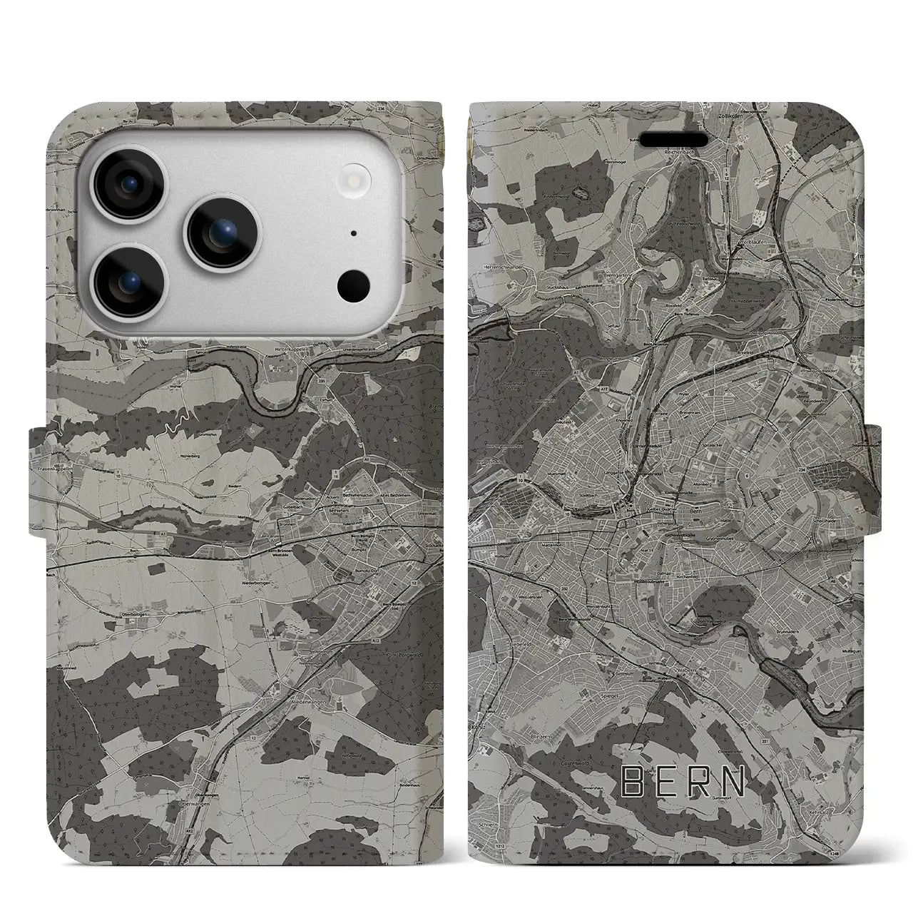 【ベルン(スイス)】地図柄iPhoneケース(手帳タイプ)