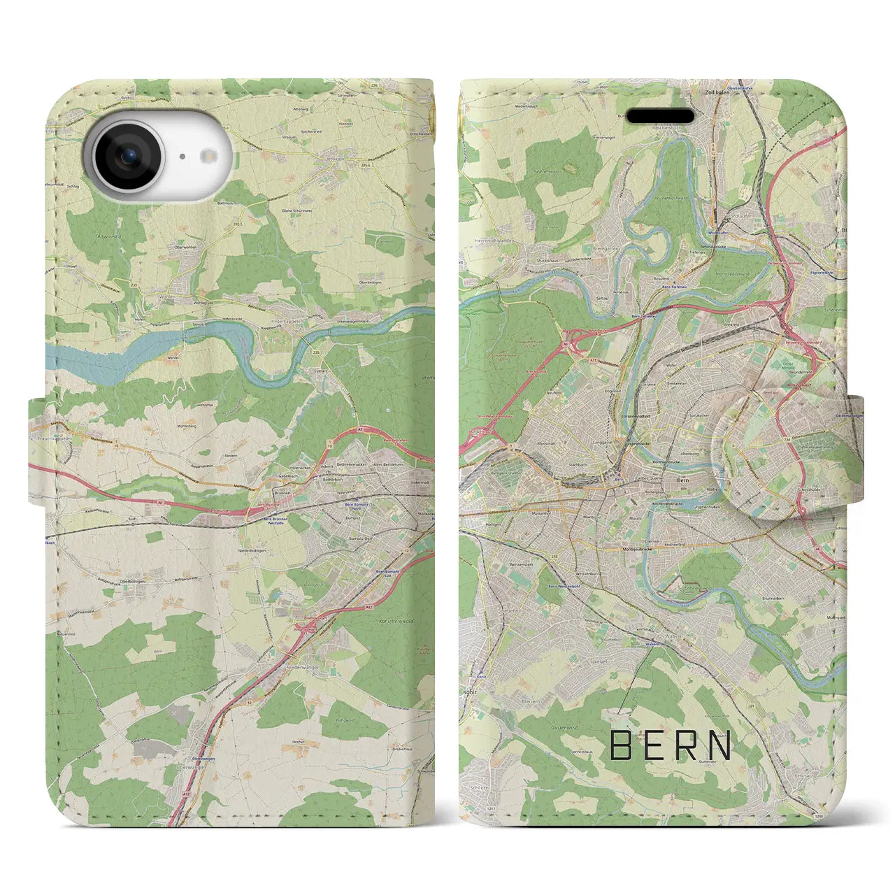 【ベルン(スイス)】地図柄iPhoneケース(手帳タイプ)