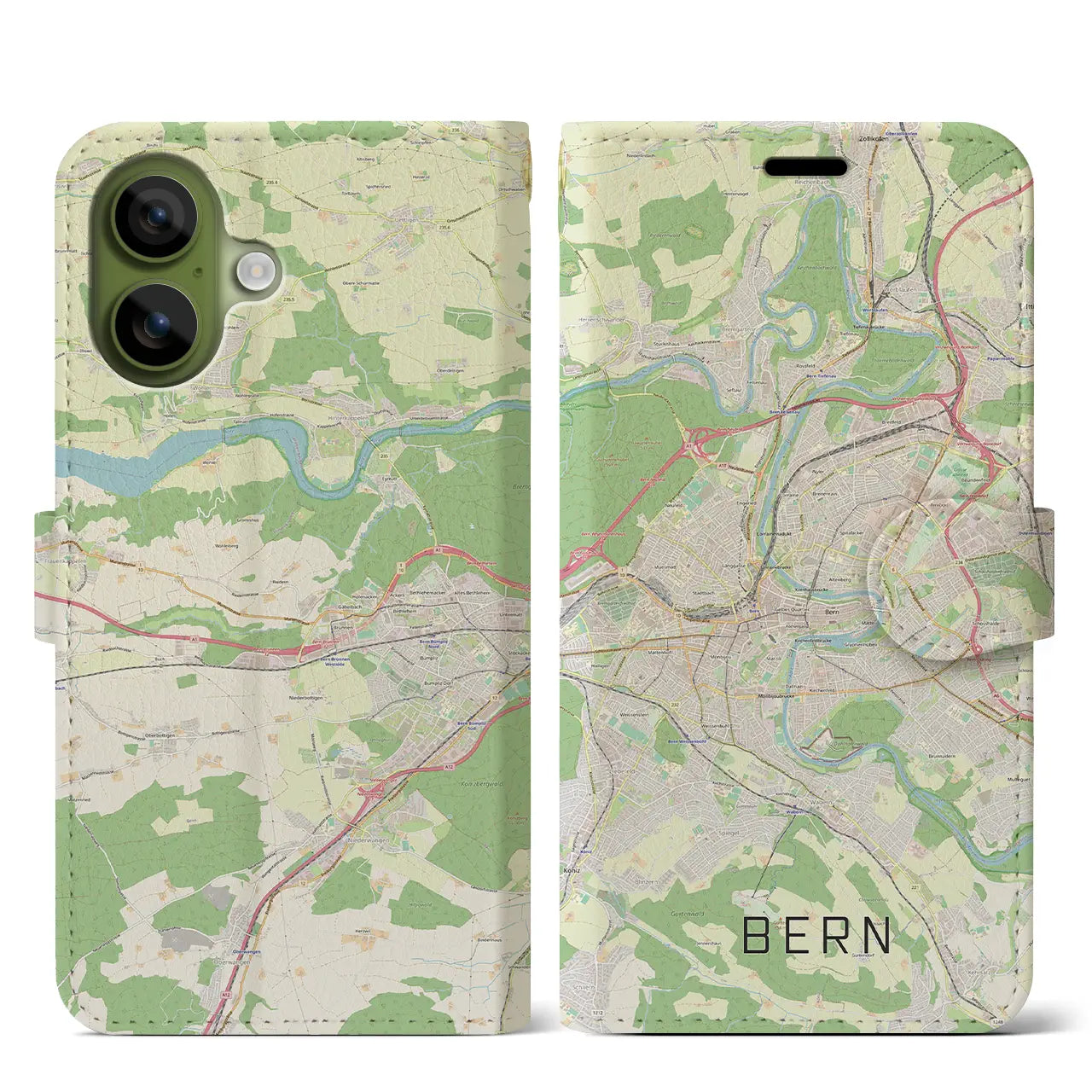 【ベルン(スイス)】地図柄iPhoneケース(手帳タイプ)