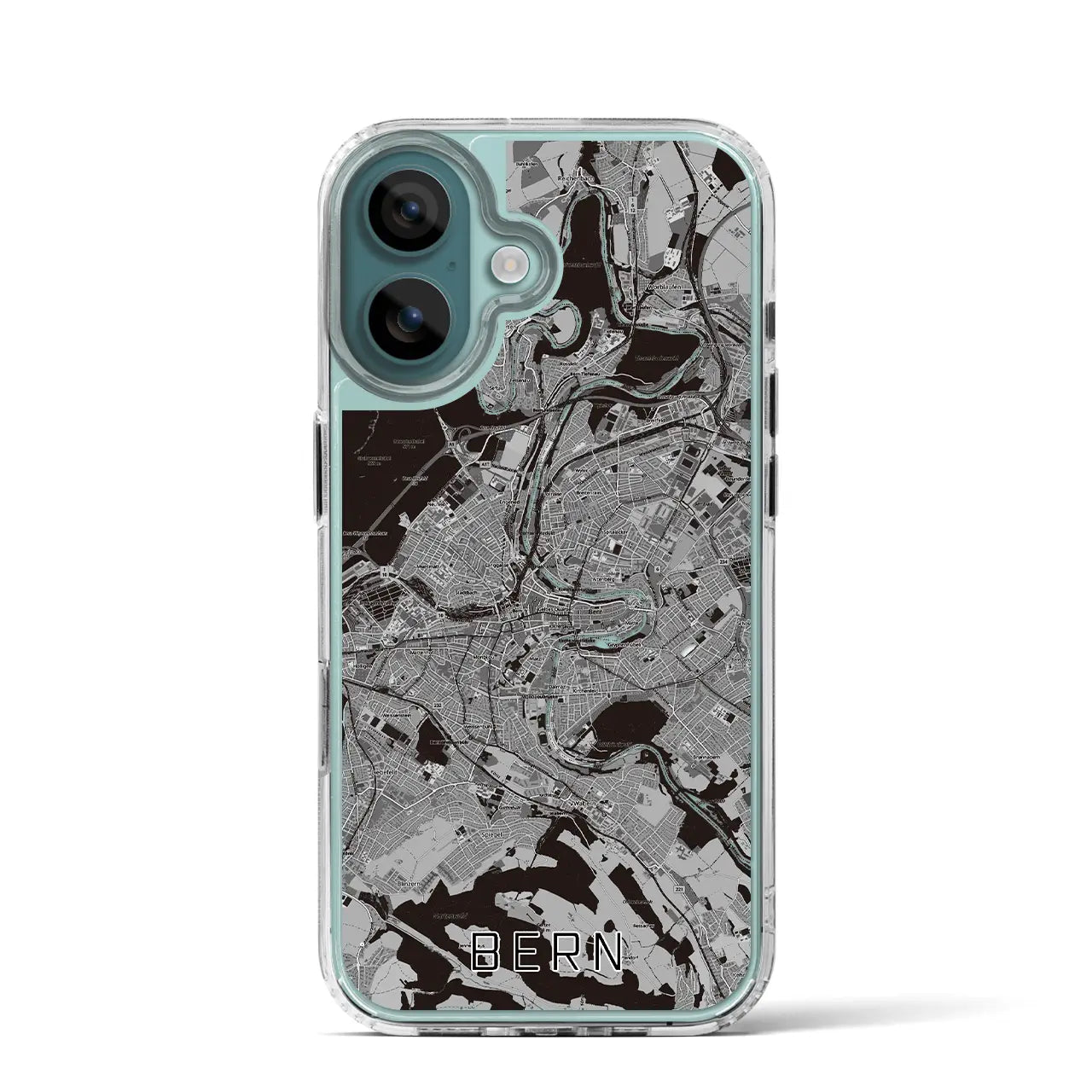【ベルン(スイス)】地図柄iPhoneケース(MagSafeタイプ)モノトーン・iPhone 16 Pro 用
