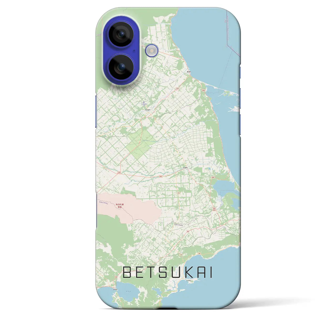 【別海(北海道)】地図柄iPhoneケース(バックカバータイプ)ブラック・iPhone 16 Pro Max 用