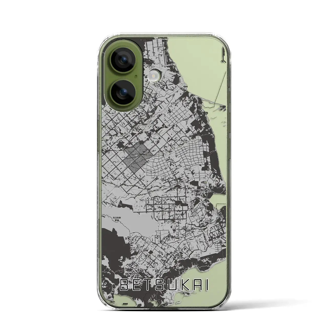 【別海(北海道)】地図柄iPhoneケース(クリアタイプ)モノトーン・iPhone 17 Pro Max 用