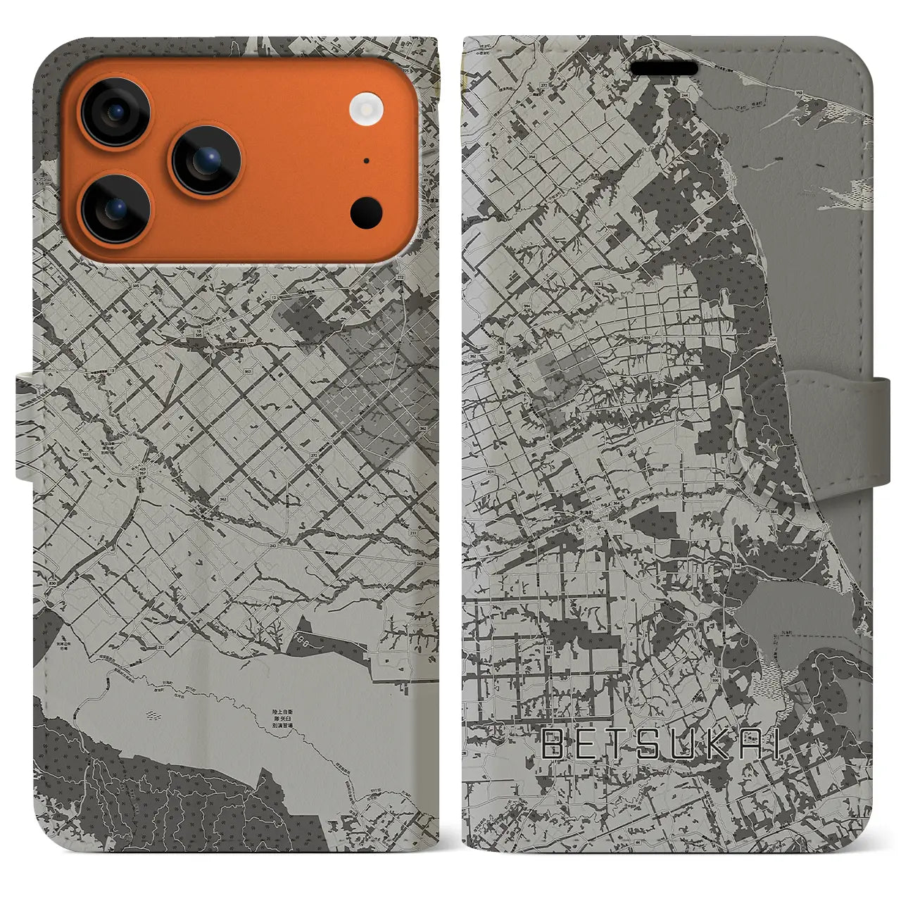 【別海(北海道)】地図柄iPhoneケース(手帳タイプ)