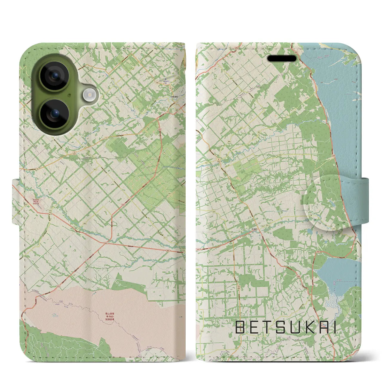 【別海(北海道)】地図柄iPhoneケース(手帳タイプ)