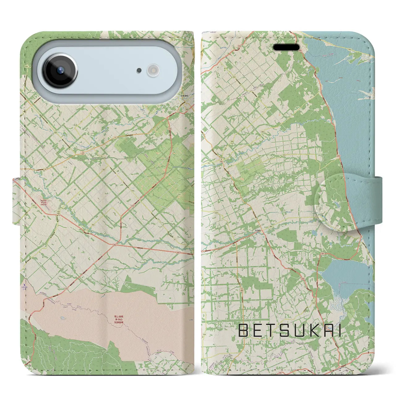【別海(北海道)】地図柄iPhoneケース(手帳タイプ)ナチュラル・iPhone 17 Pro Max 用