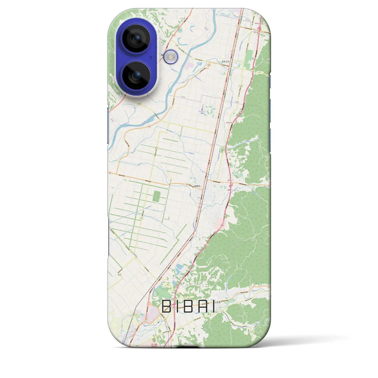 【美唄(北海道)】地図柄iPhoneケース(バックカバータイプ)ブラック・iPhone 16 Pro Max 用