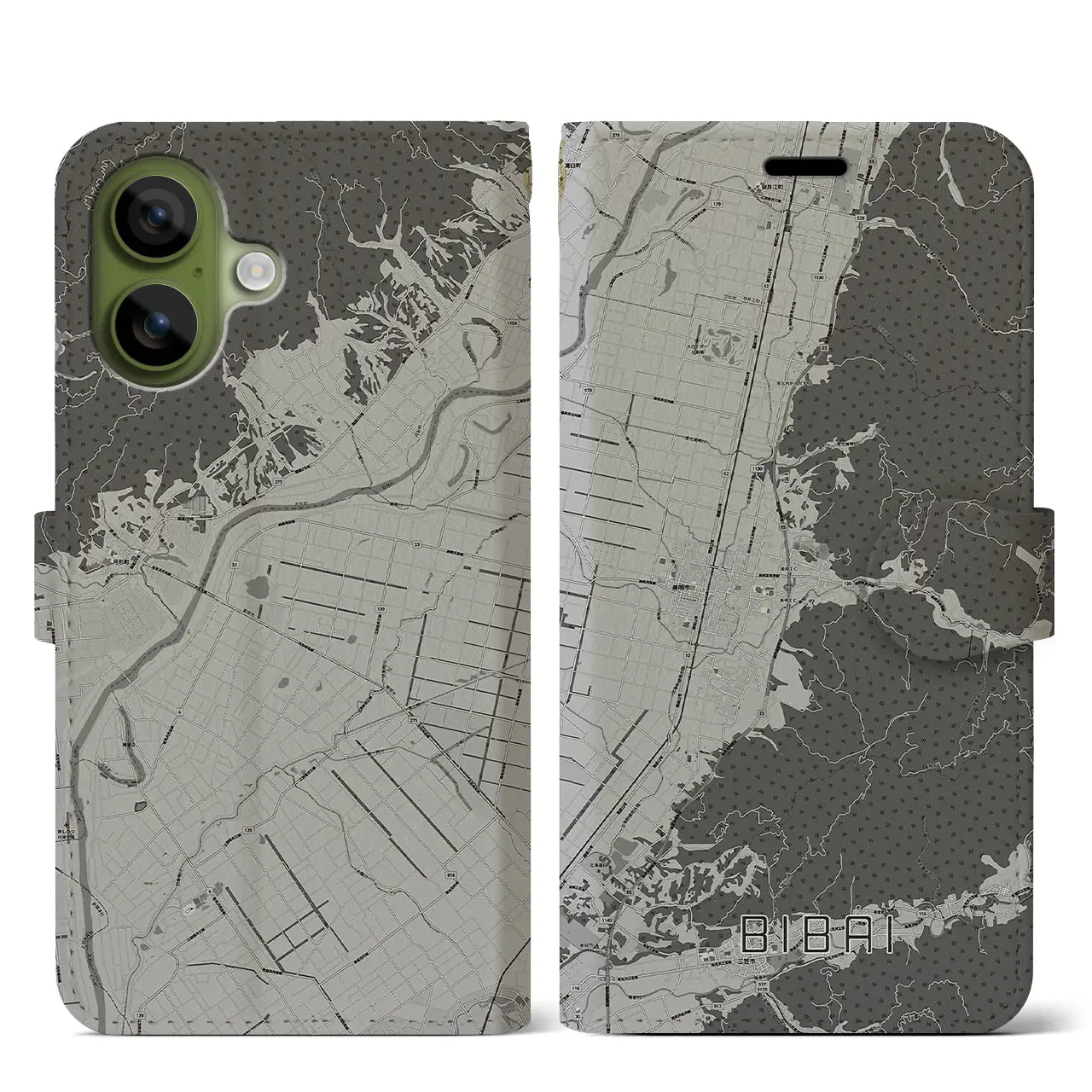 【美唄(北海道)】地図柄iPhoneケース(手帳タイプ)
