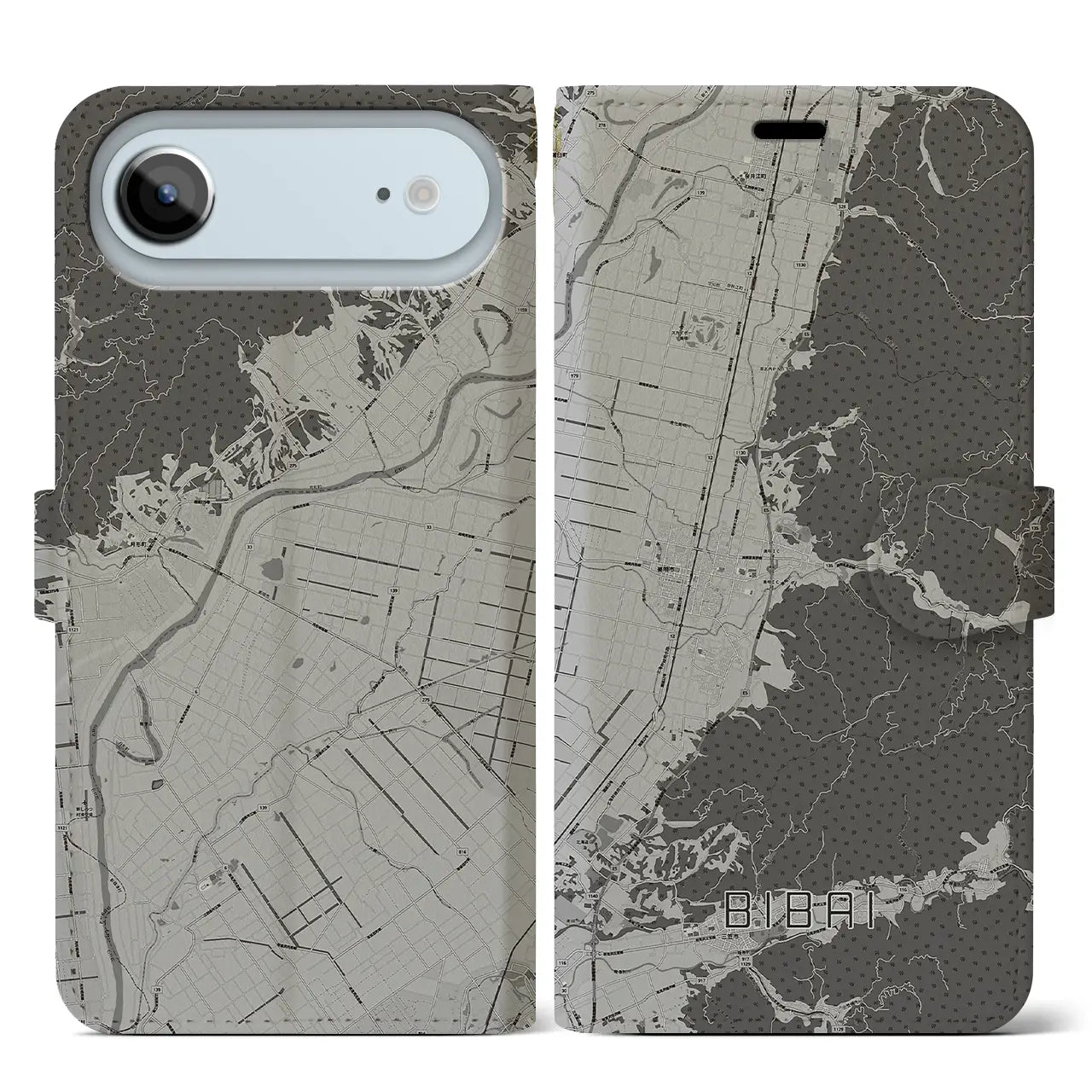 【美唄(北海道)】地図柄iPhoneケース(手帳タイプ)