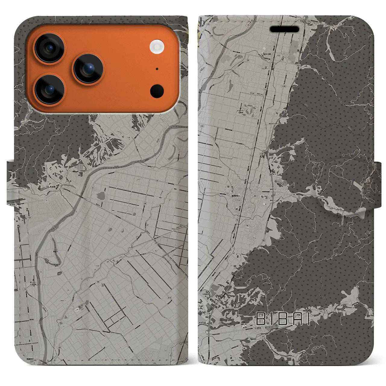 【美唄(北海道)】地図柄iPhoneケース(手帳タイプ)