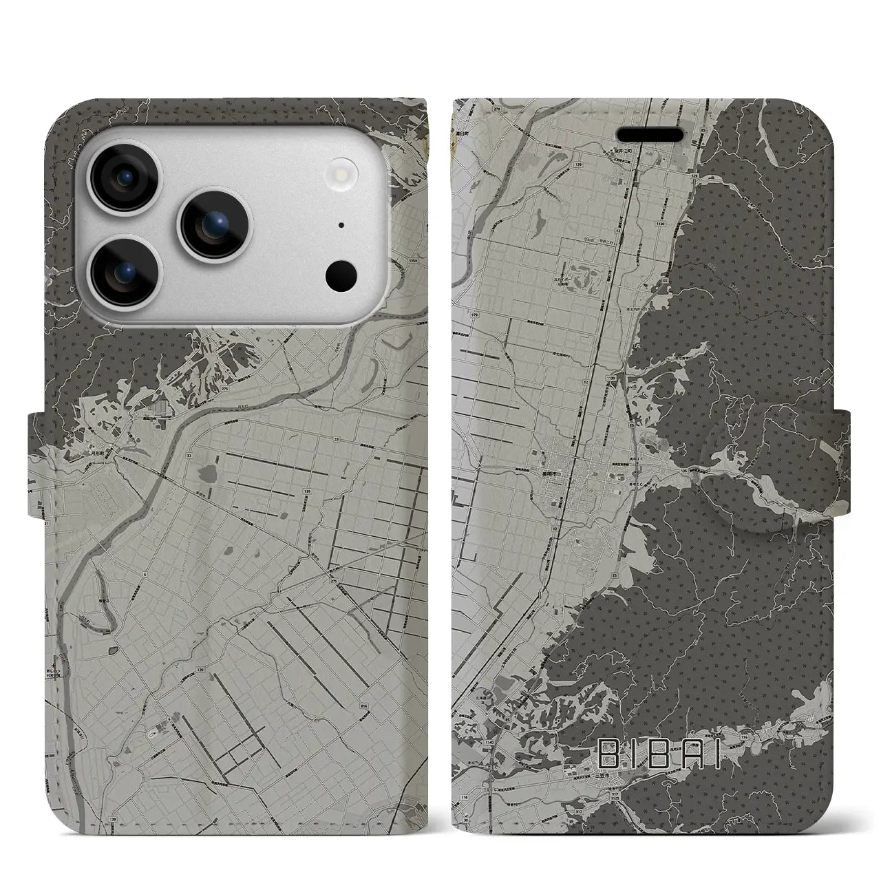 【美唄(北海道)】地図柄iPhoneケース(手帳タイプ)