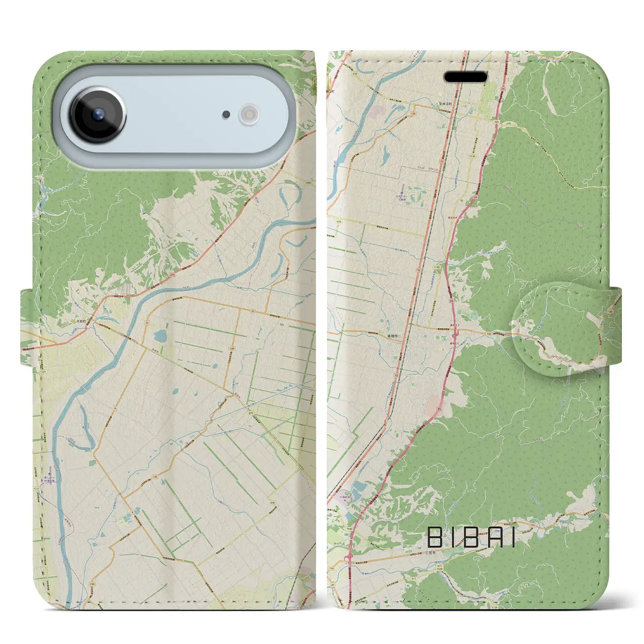 【美唄(北海道)】地図柄iPhoneケース(手帳タイプ)