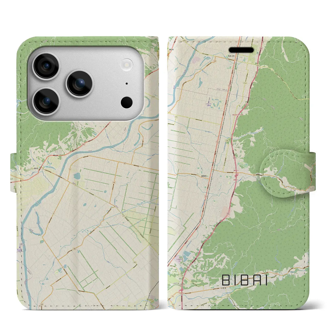 【美唄(北海道)】地図柄iPhoneケース(手帳タイプ)