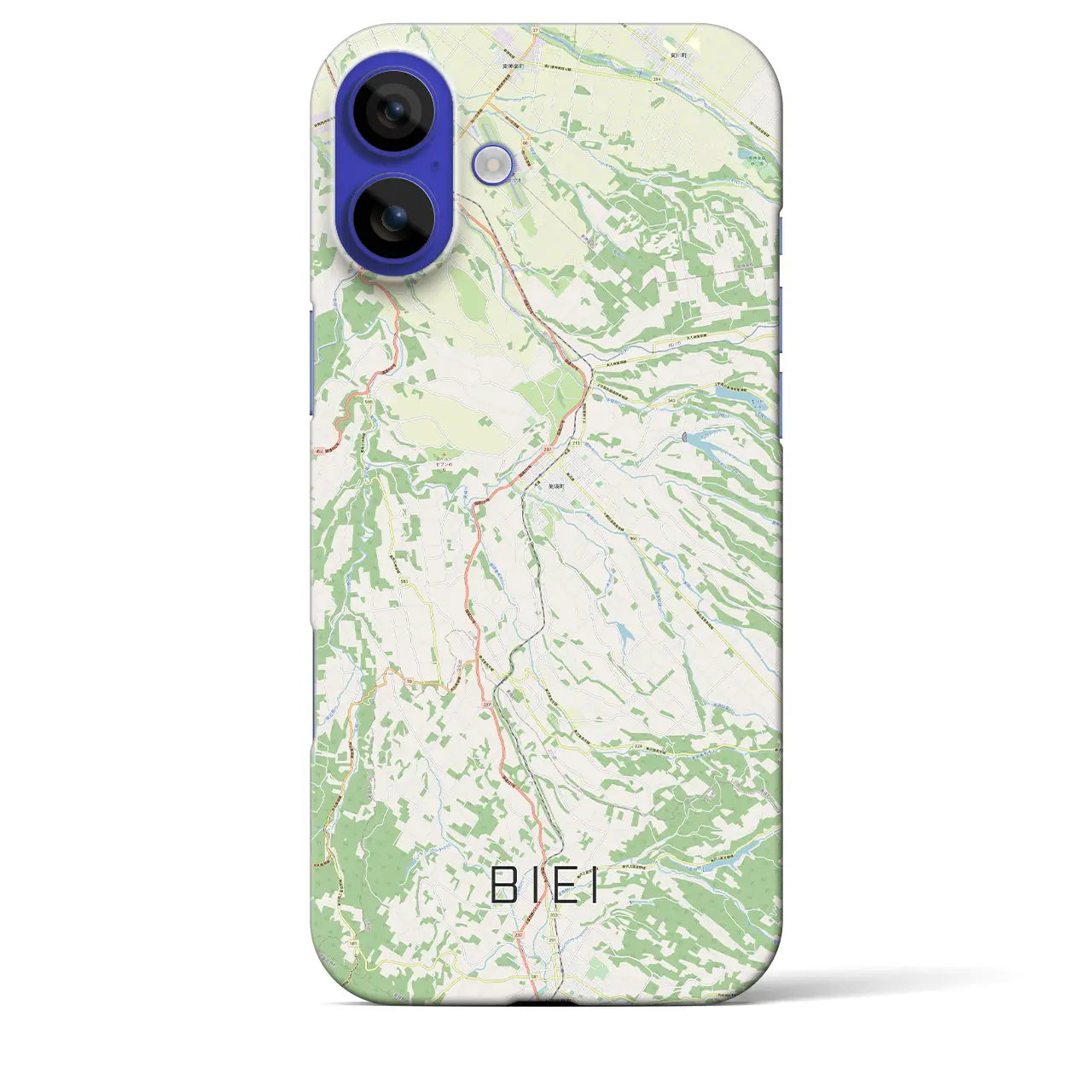 【美瑛(北海道)】地図柄iPhoneケース(バックカバータイプ)ブラック・iPhone 16 Pro Max 用