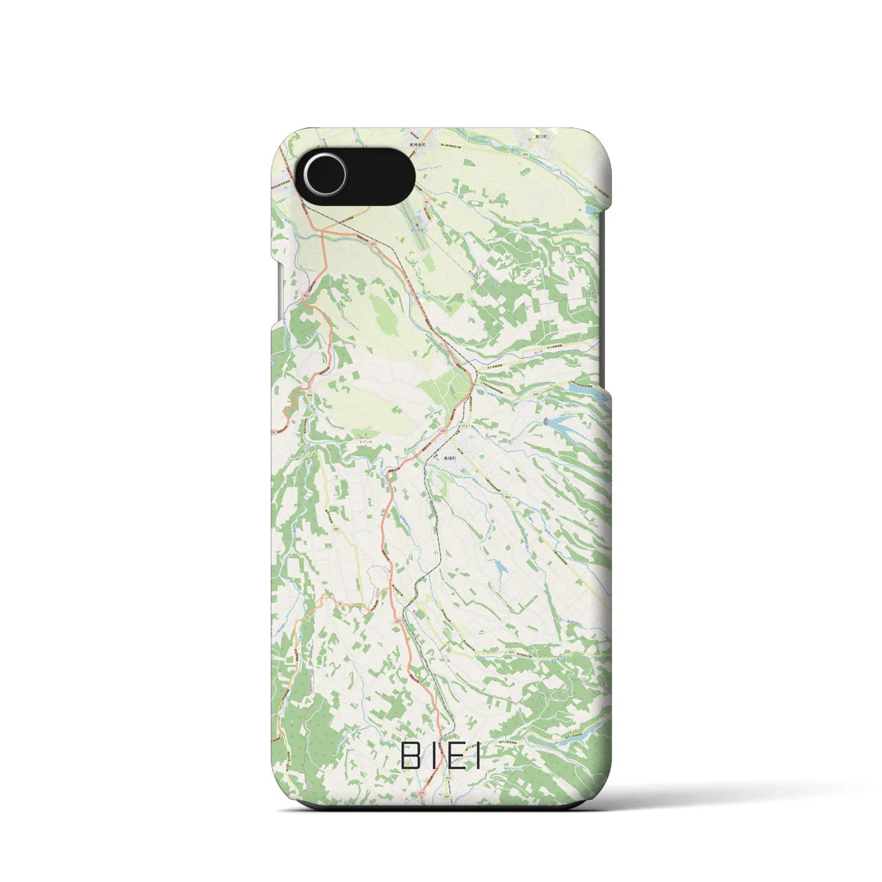 【美瑛(北海道)】地図柄iPhoneケース(バックカバータイプ)