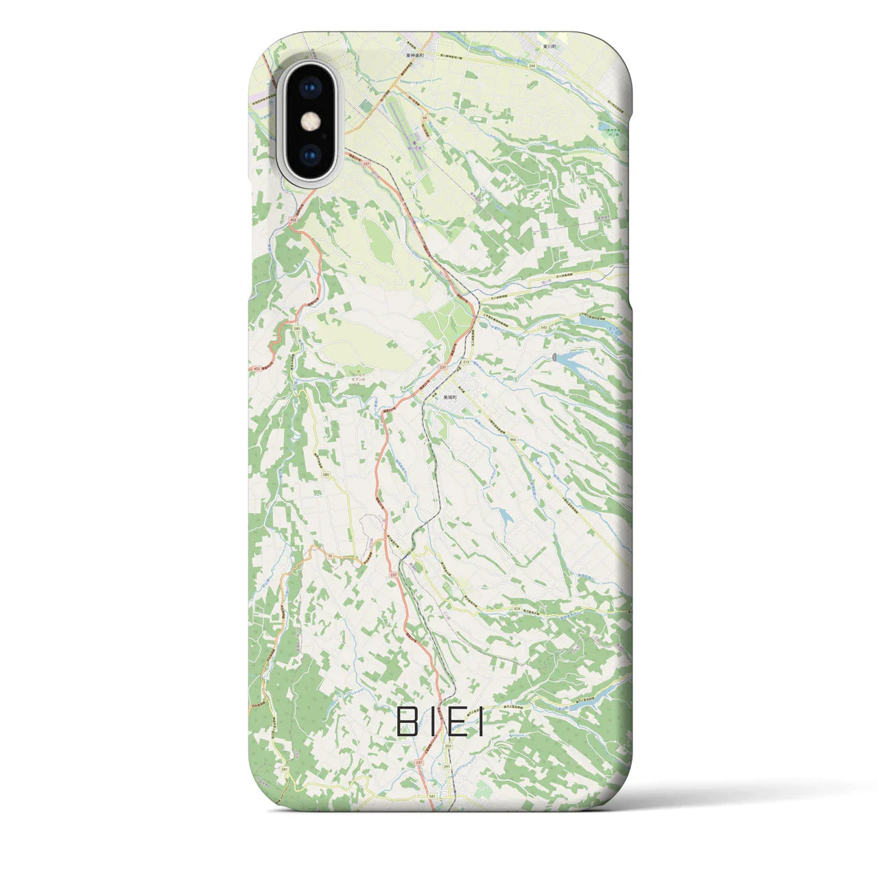 【美瑛(北海道)】地図柄iPhoneケース(バックカバータイプ)