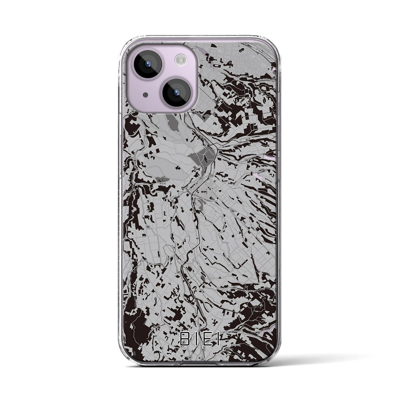 【美瑛(北海道)】地図柄iPhoneケース(クリアタイプ)