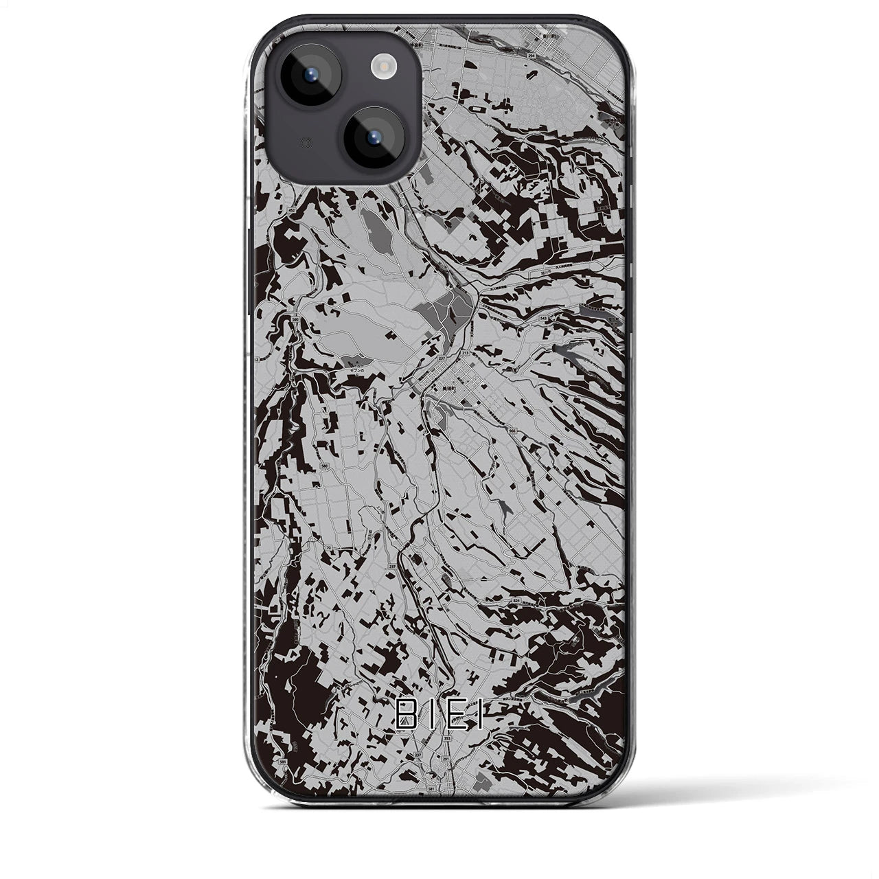 【美瑛(北海道)】地図柄iPhoneケース(クリアタイプ)