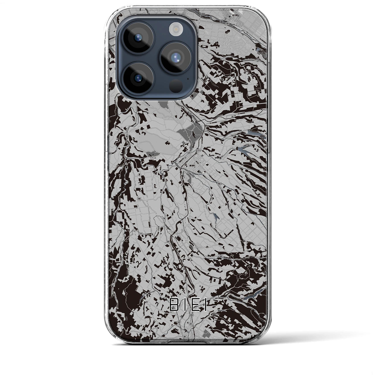 【美瑛(北海道)】地図柄iPhoneケース(クリアタイプ)