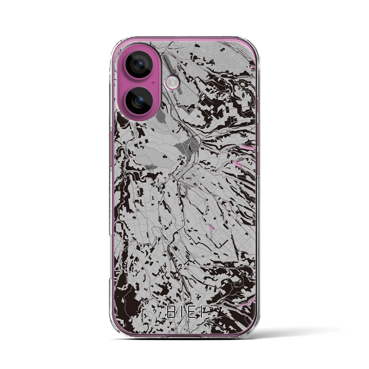 【美瑛(北海道)】地図柄iPhoneケース(クリアタイプ)