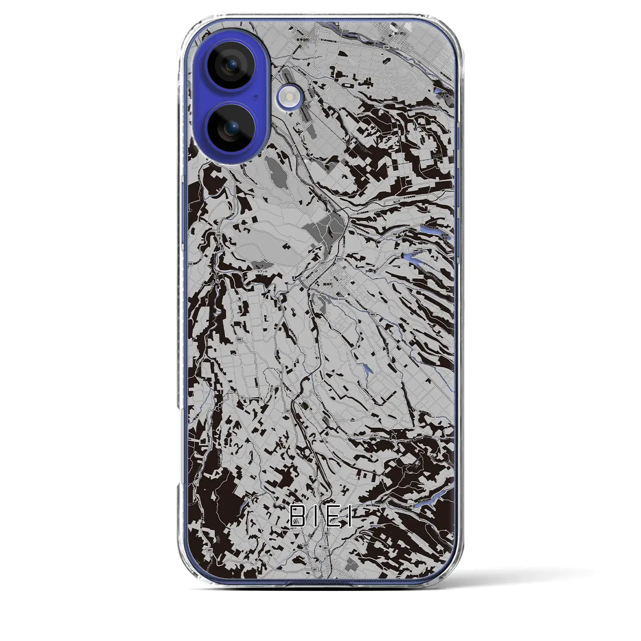 【美瑛(北海道)】地図柄iPhoneケース(クリアタイプ)