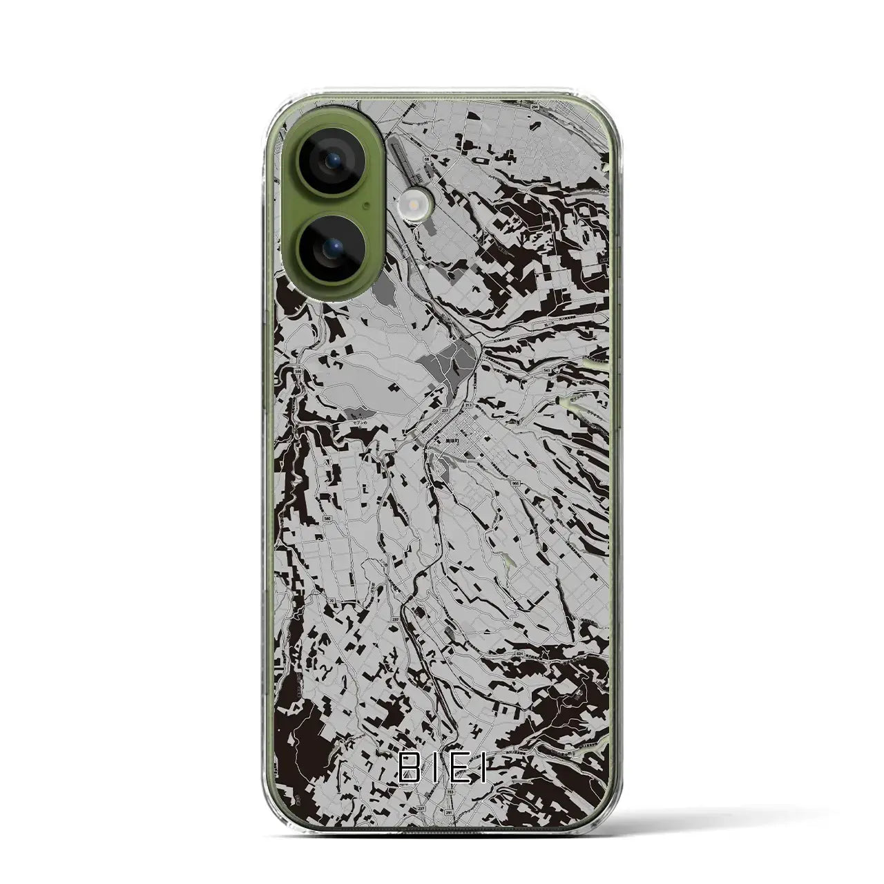 【美瑛(北海道)】地図柄iPhoneケース(クリアタイプ)