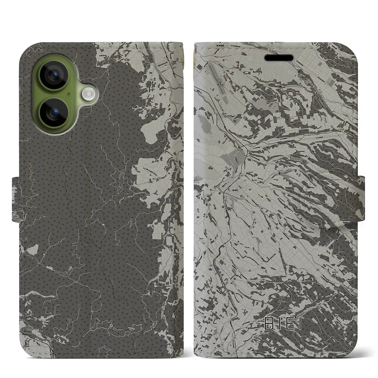 【美瑛(北海道)】地図柄iPhoneケース(手帳タイプ)