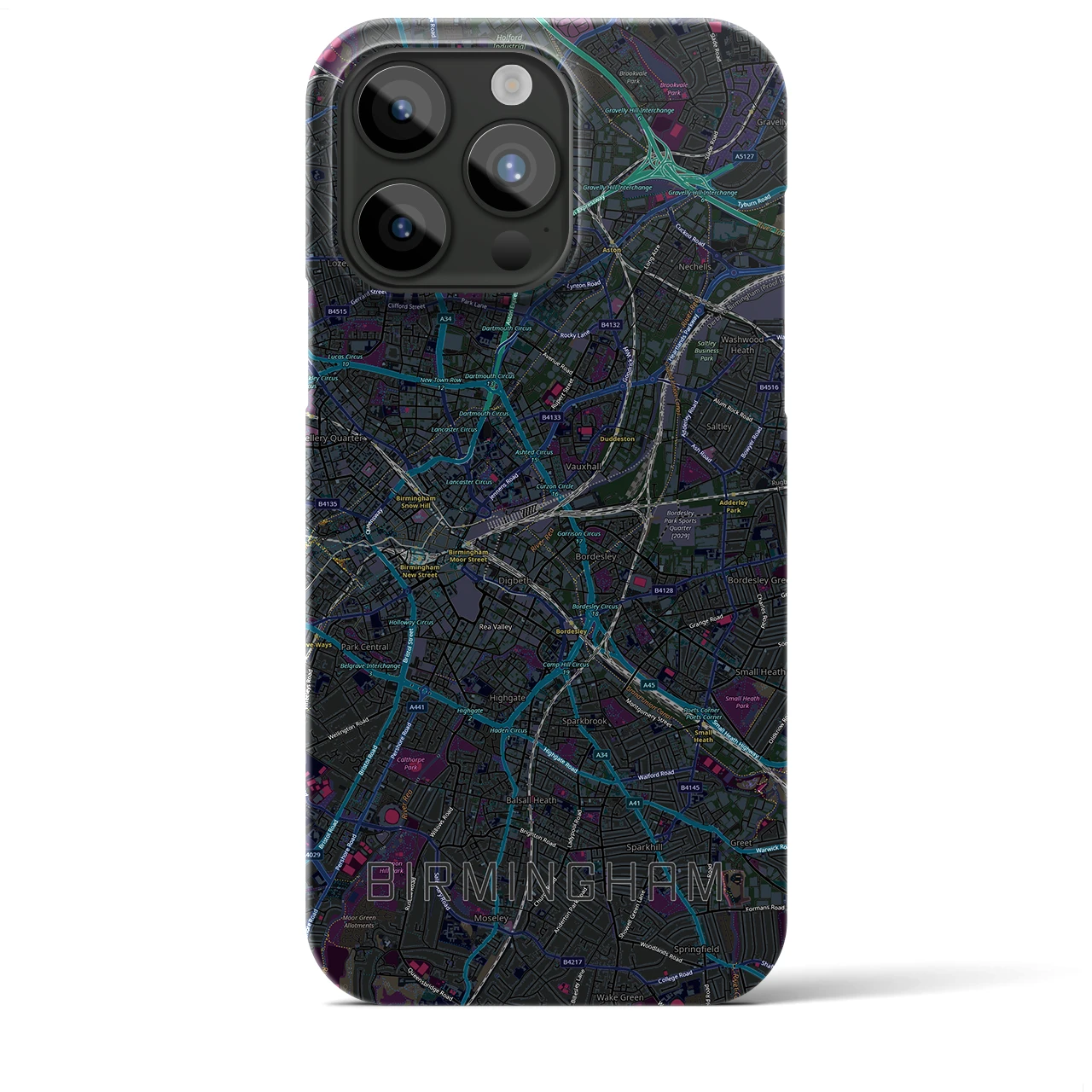 【バーミンガム(イギリス)】地図柄iPhoneケース(バックカバータイプ)