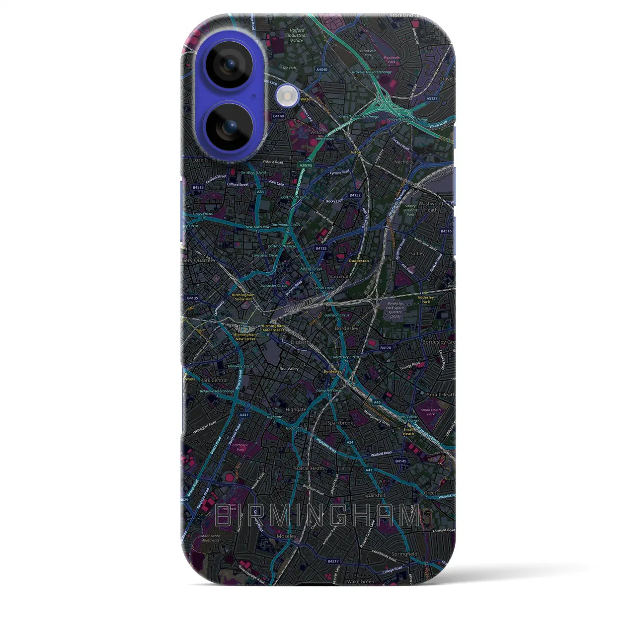 【バーミンガム(イギリス)】地図柄iPhoneケース(バックカバータイプ)