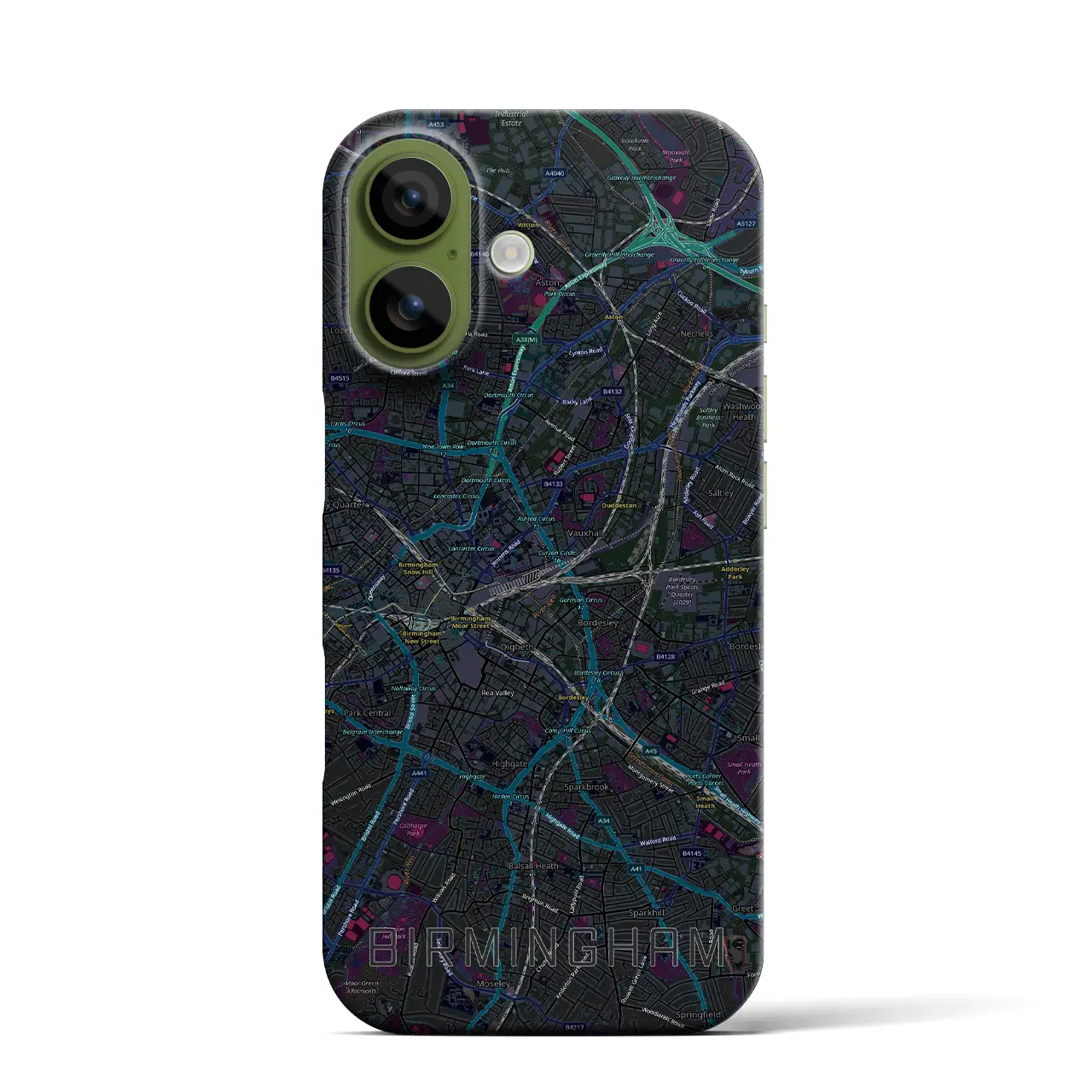 【バーミンガム(イギリス)】地図柄iPhoneケース(バックカバータイプ)