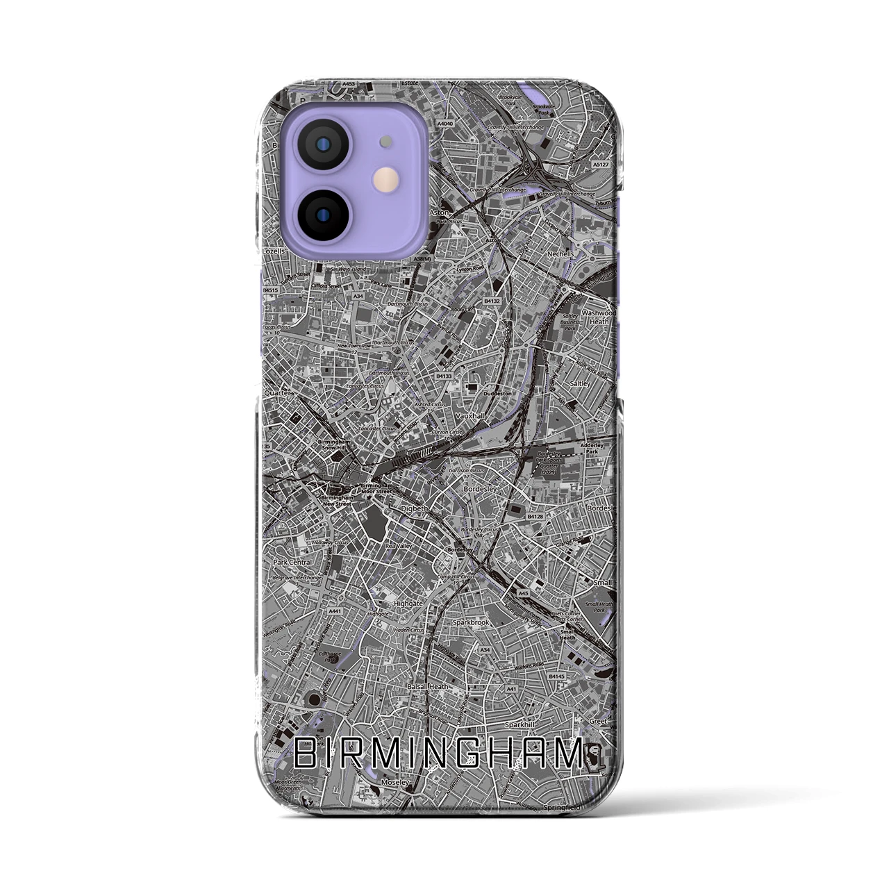 【バーミンガム(イギリス)】地図柄iPhoneケース(クリアタイプ)