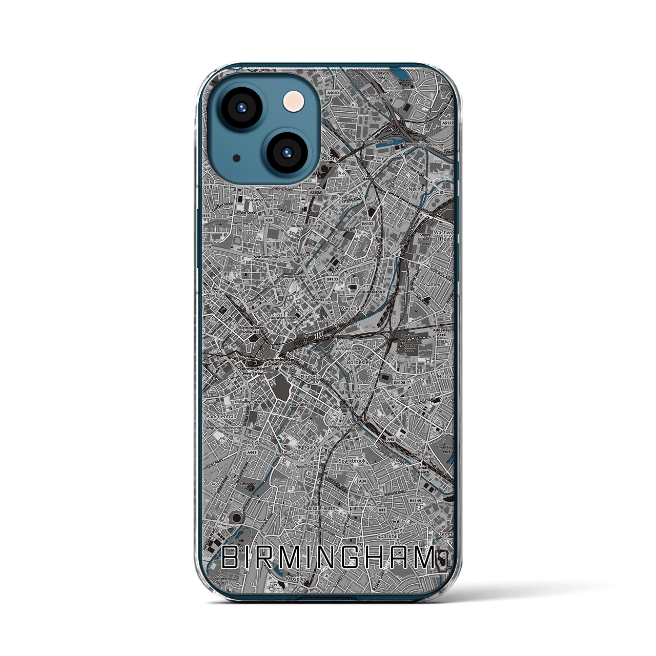 【バーミンガム(イギリス)】地図柄iPhoneケース(クリアタイプ)