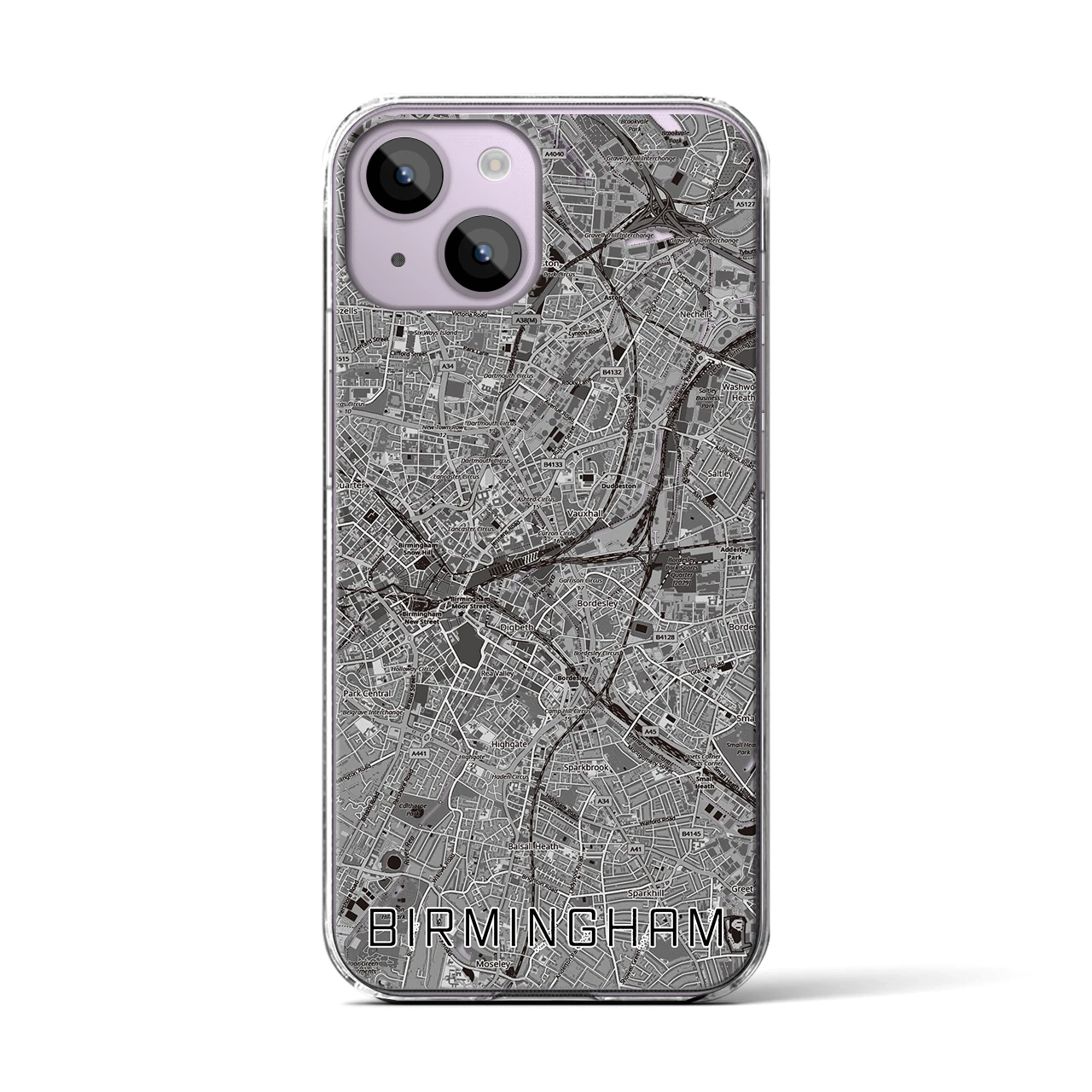 【バーミンガム(イギリス)】地図柄iPhoneケース(クリアタイプ)