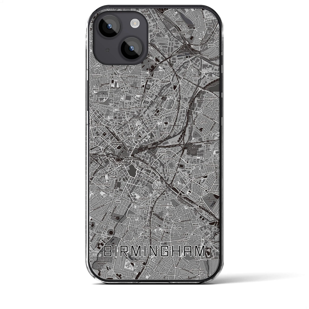 【バーミンガム(イギリス)】地図柄iPhoneケース(クリアタイプ)