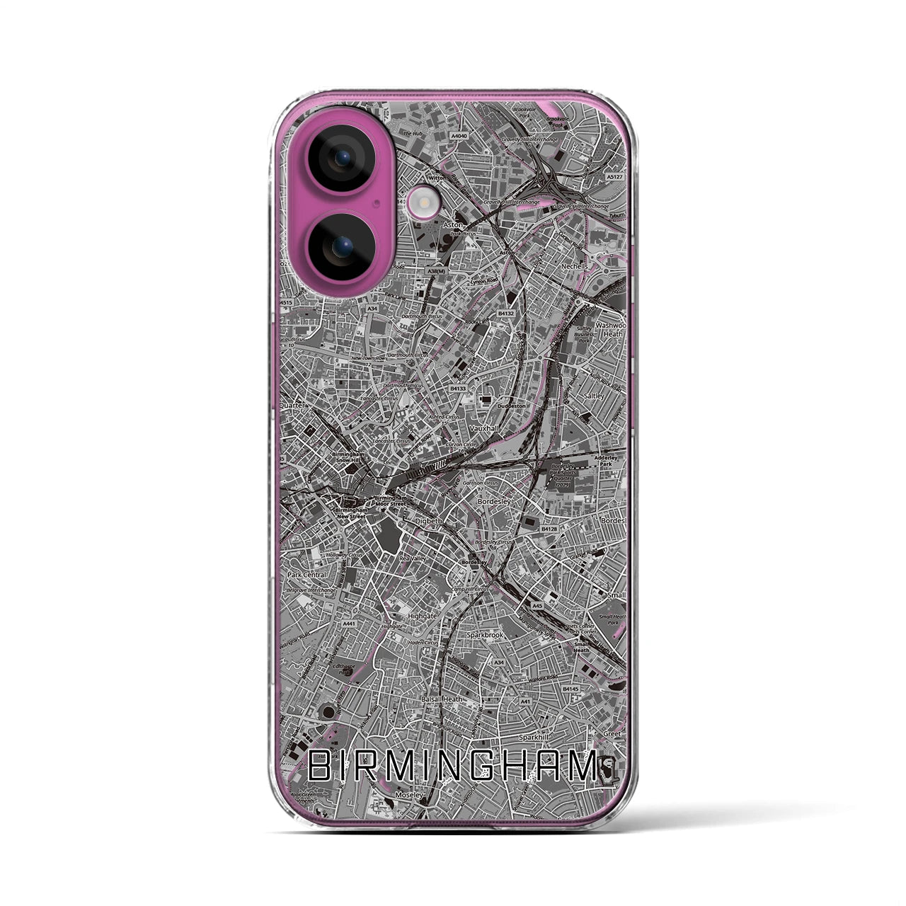 【バーミンガム(イギリス)】地図柄iPhoneケース(クリアタイプ)