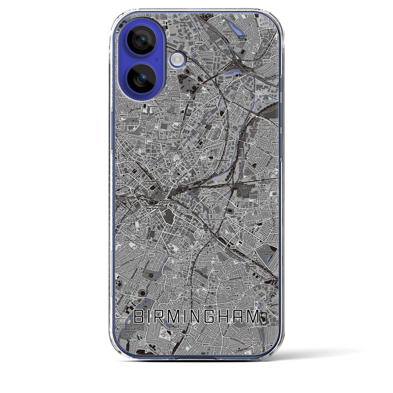 【バーミンガム(イギリス)】地図柄iPhoneケース(クリアタイプ)