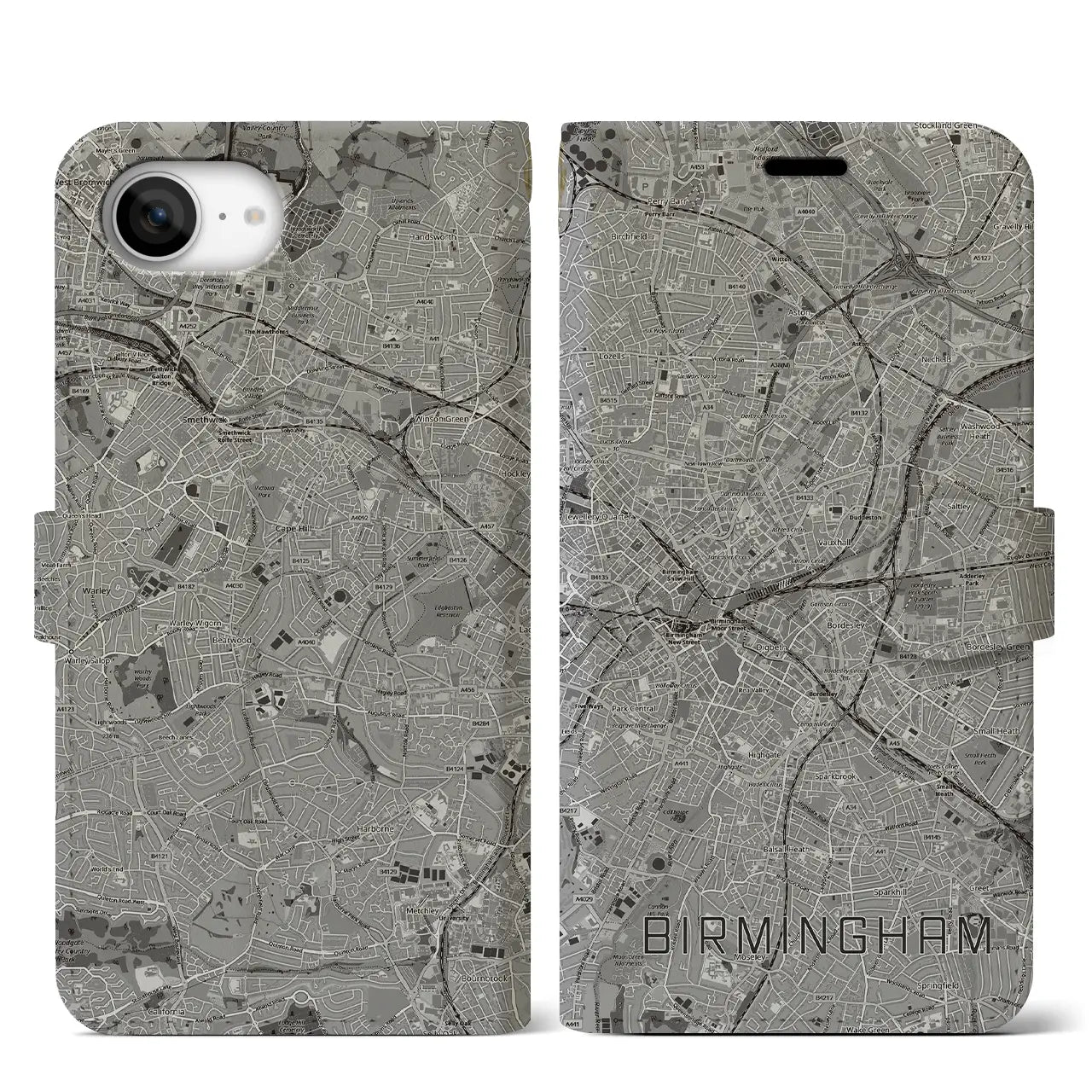 【バーミンガム(イギリス)】地図柄iPhoneケース(手帳タイプ)