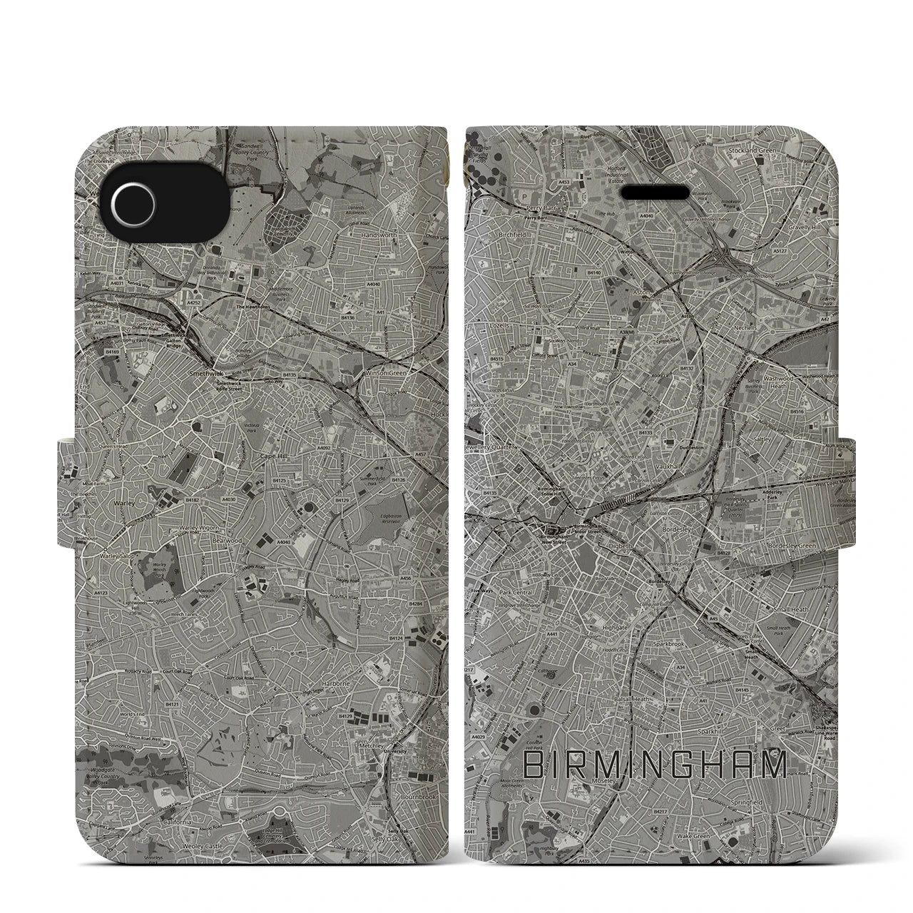 【バーミンガム(イギリス)】地図柄iPhoneケース(手帳タイプ)