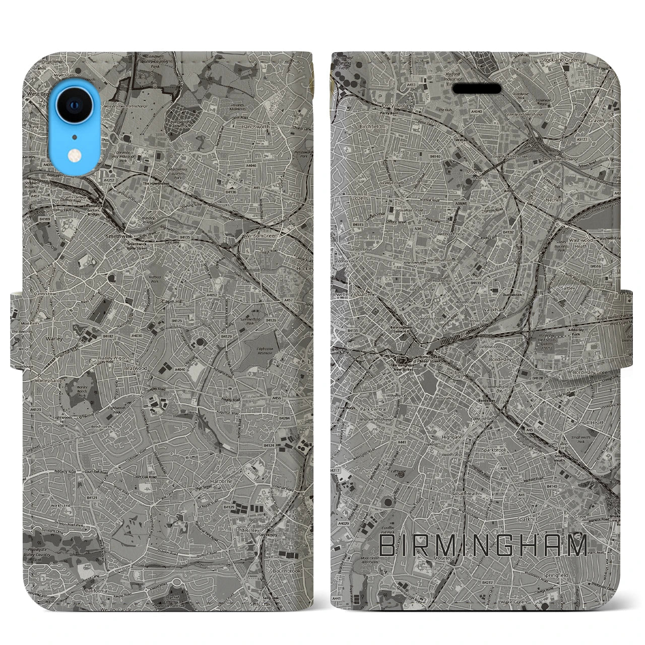 【バーミンガム(イギリス)】地図柄iPhoneケース(手帳タイプ)