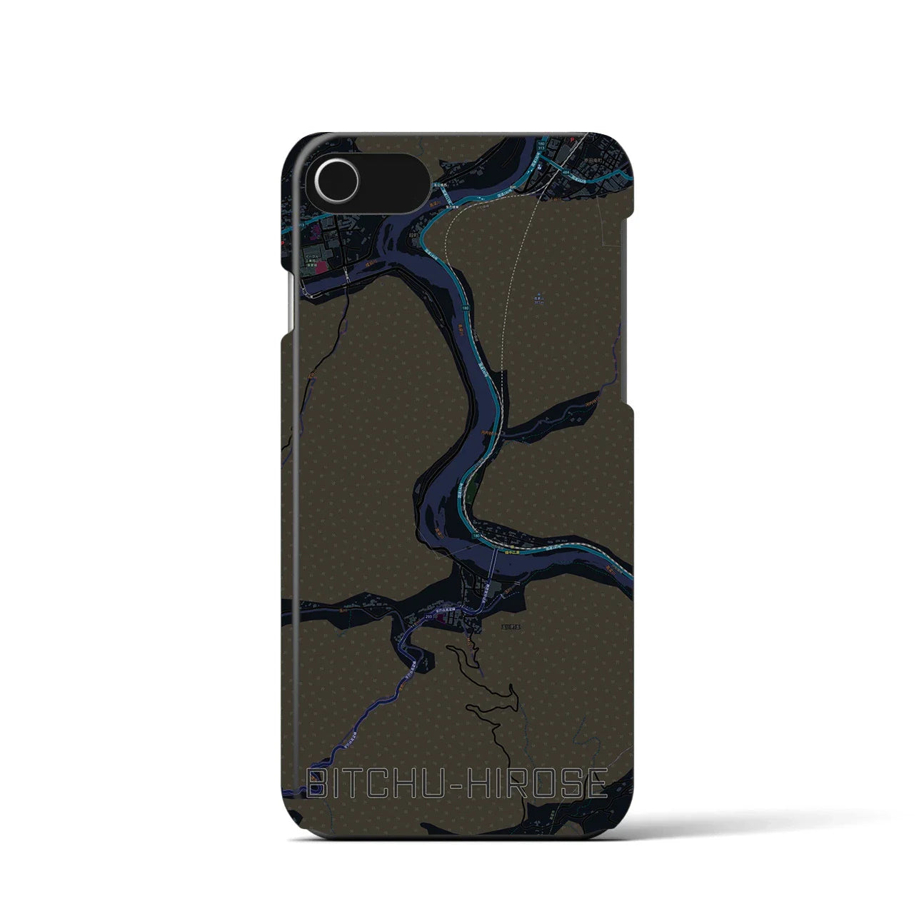 【備中広瀬(岡山県)】地図柄iPhoneケース(バックカバータイプ)