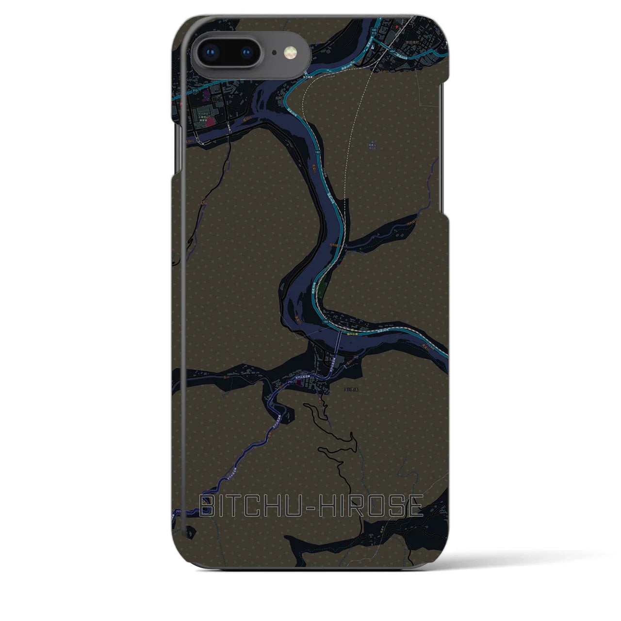 【備中広瀬(岡山県)】地図柄iPhoneケース(バックカバータイプ)