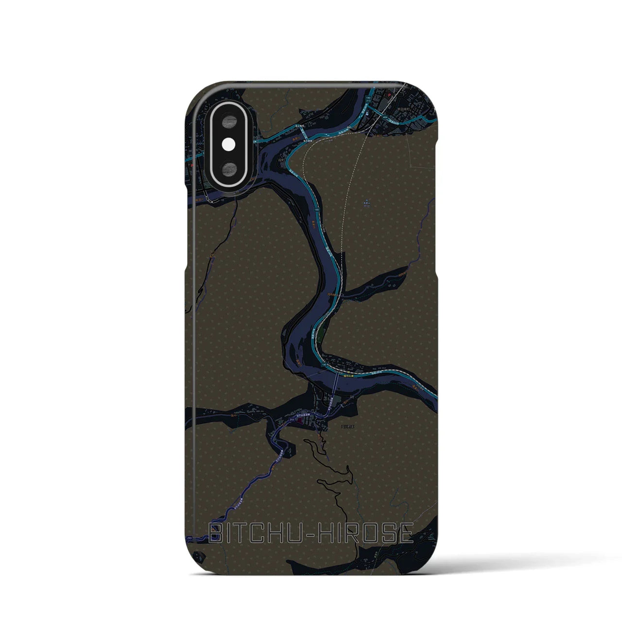 【備中広瀬(岡山県)】地図柄iPhoneケース(バックカバータイプ)