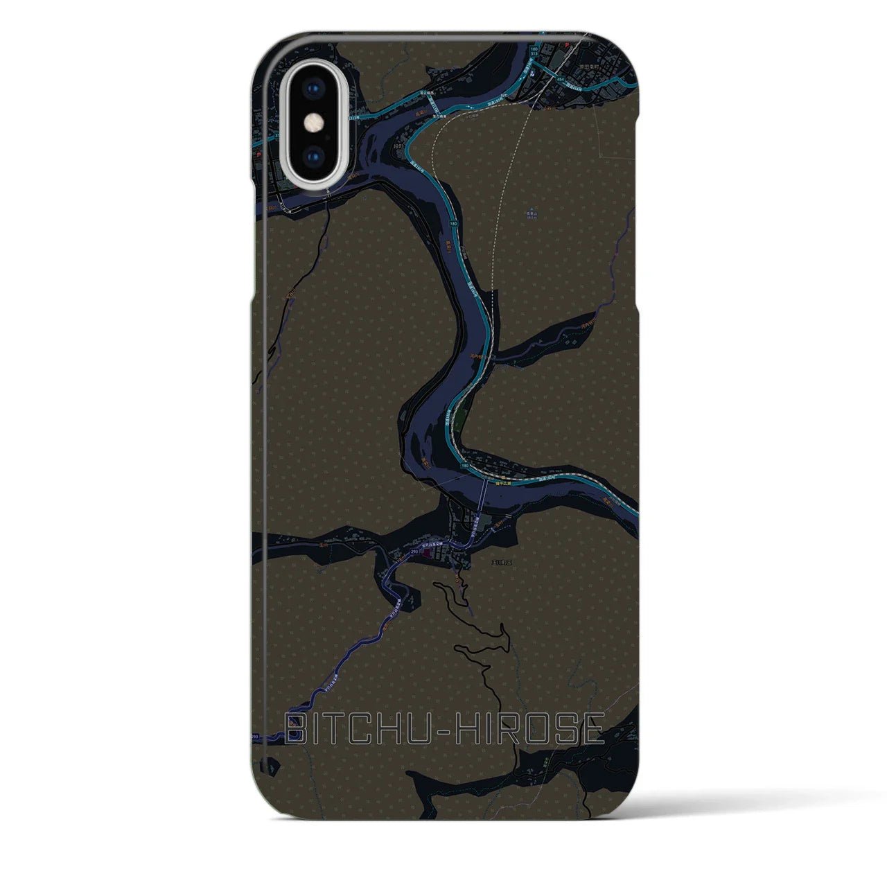 【備中広瀬(岡山県)】地図柄iPhoneケース(バックカバータイプ)