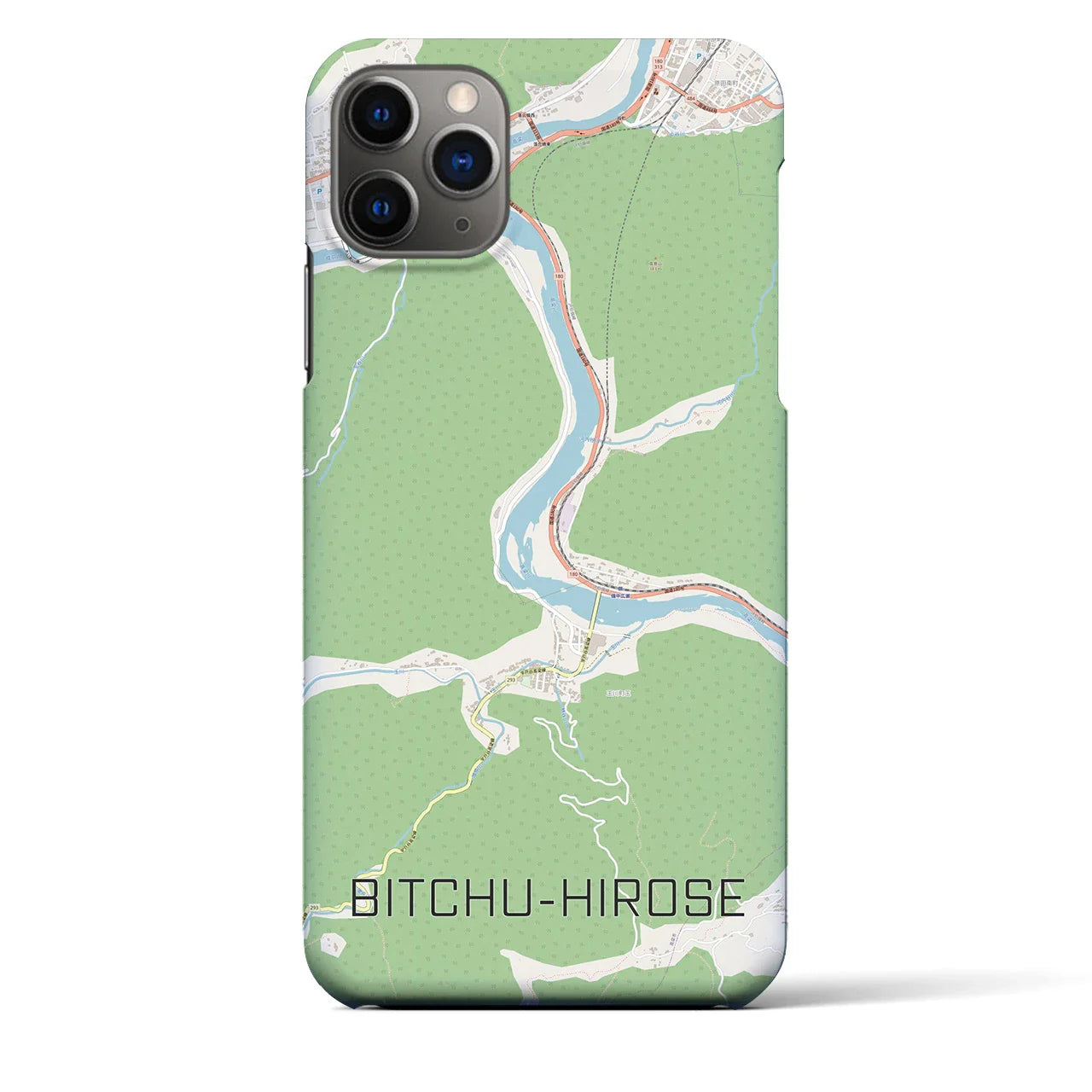 【備中広瀬(岡山県)】地図柄iPhoneケース(バックカバータイプ)