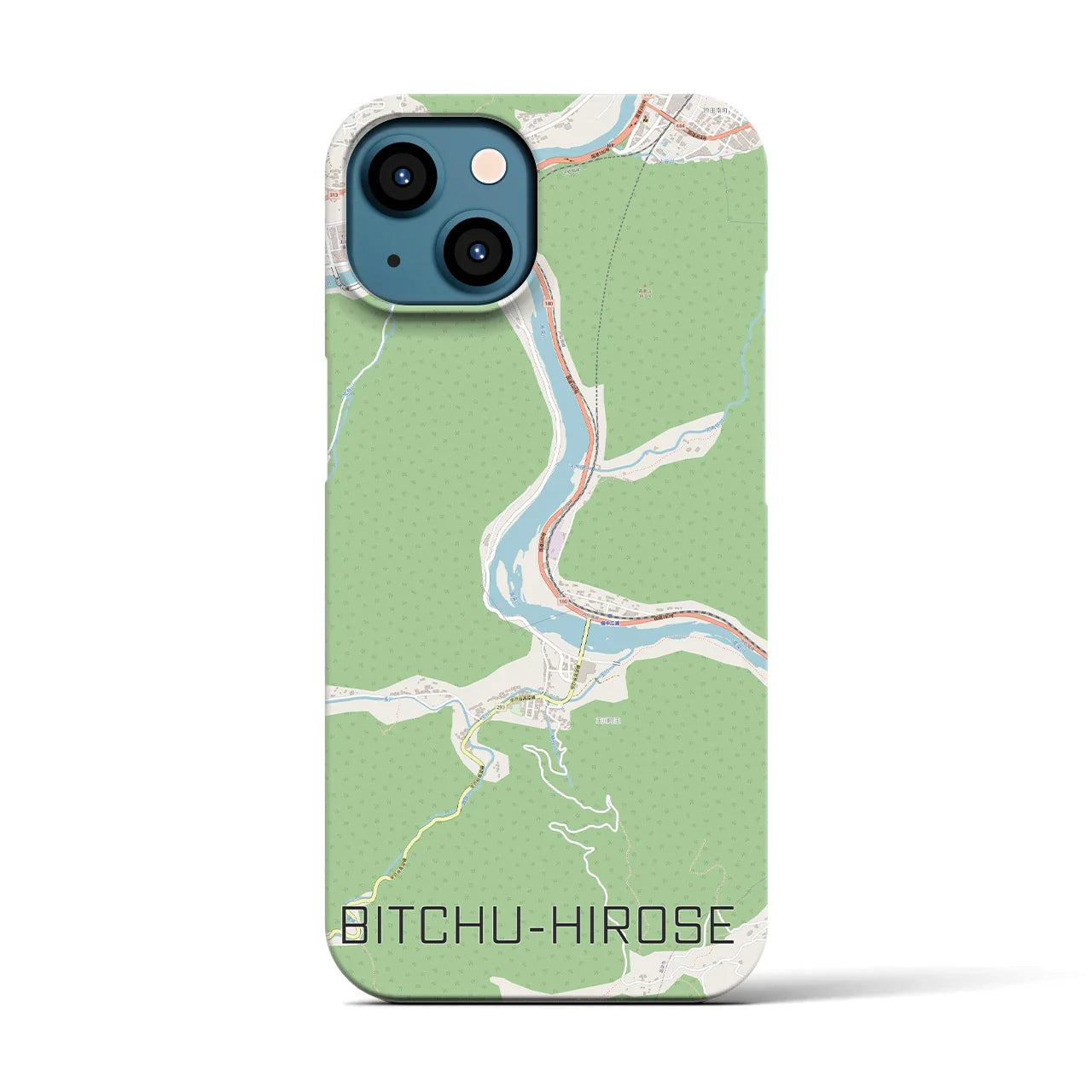 【備中広瀬(岡山県)】地図柄iPhoneケース(バックカバータイプ)