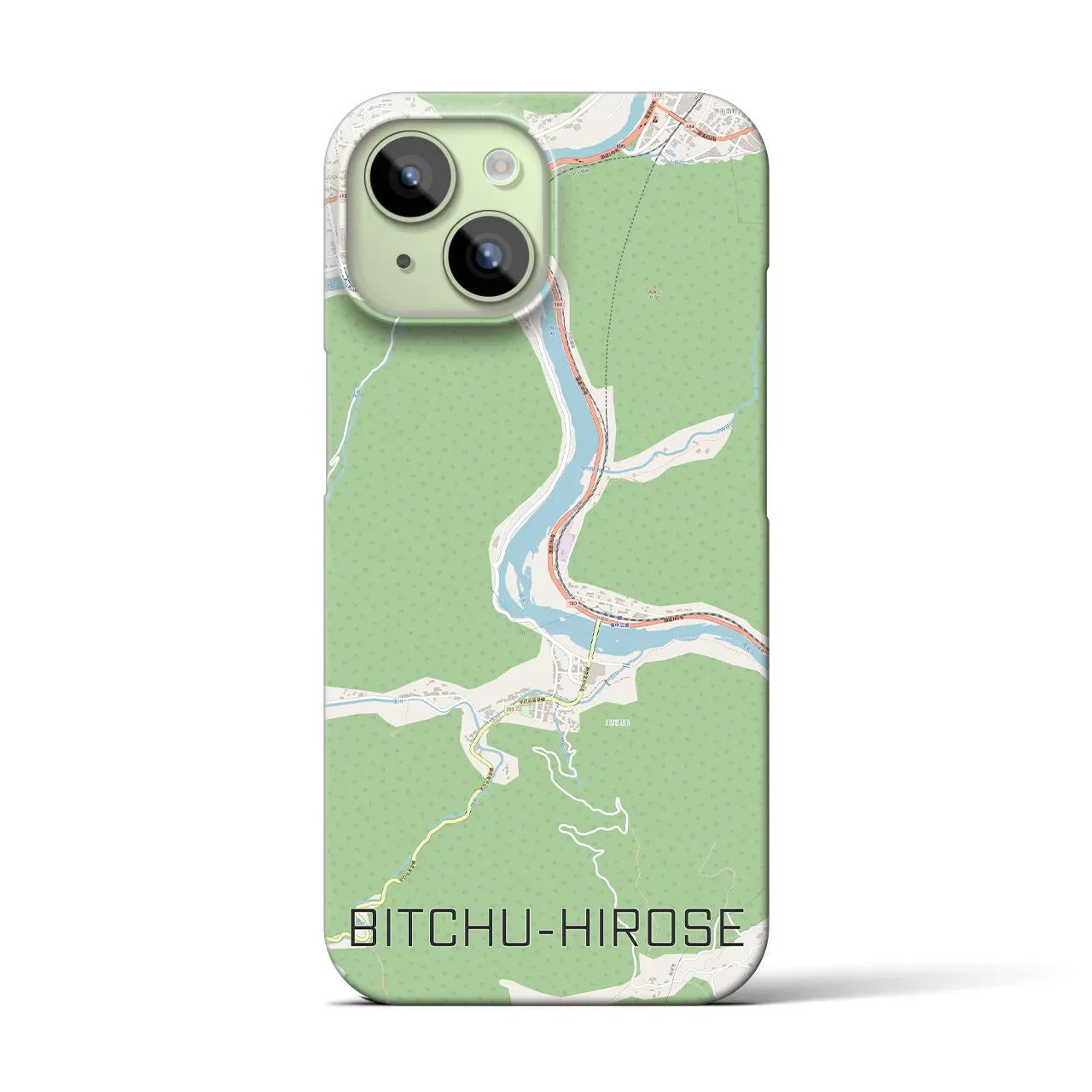 【備中広瀬(岡山県)】地図柄iPhoneケース(バックカバータイプ)