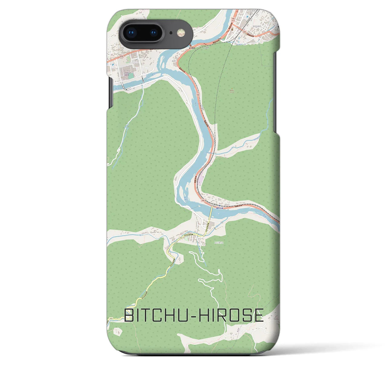 【備中広瀬(岡山県)】地図柄iPhoneケース(バックカバータイプ)