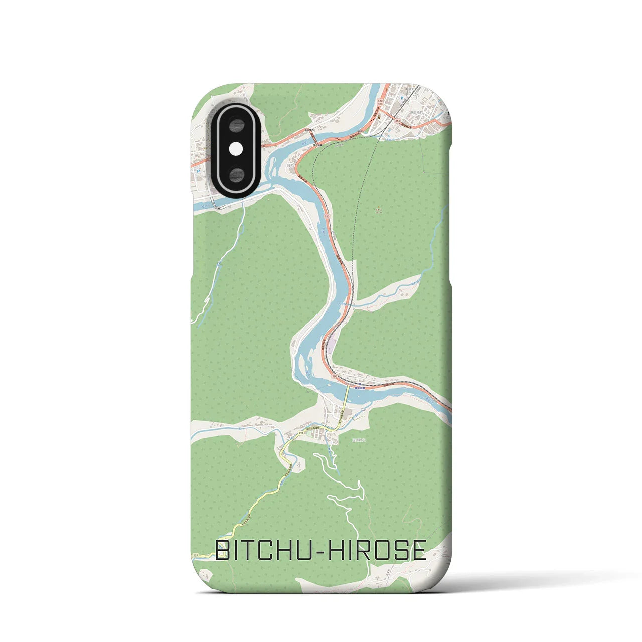 【備中広瀬(岡山県)】地図柄iPhoneケース(バックカバータイプ)