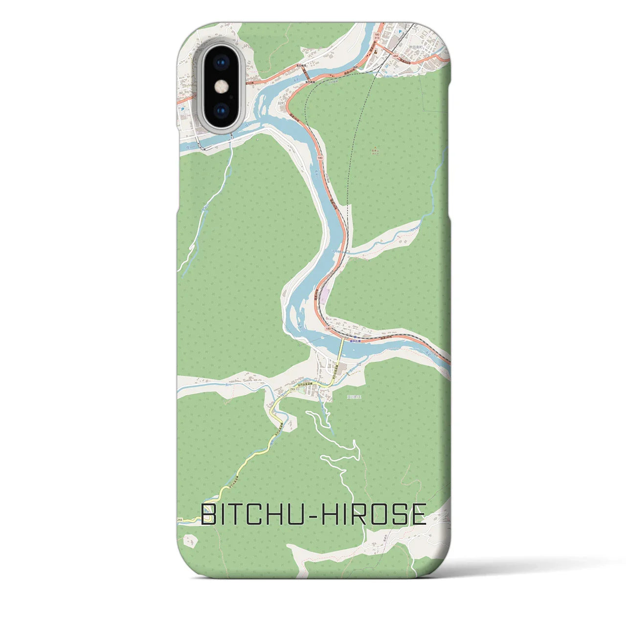【備中広瀬(岡山県)】地図柄iPhoneケース(バックカバータイプ)