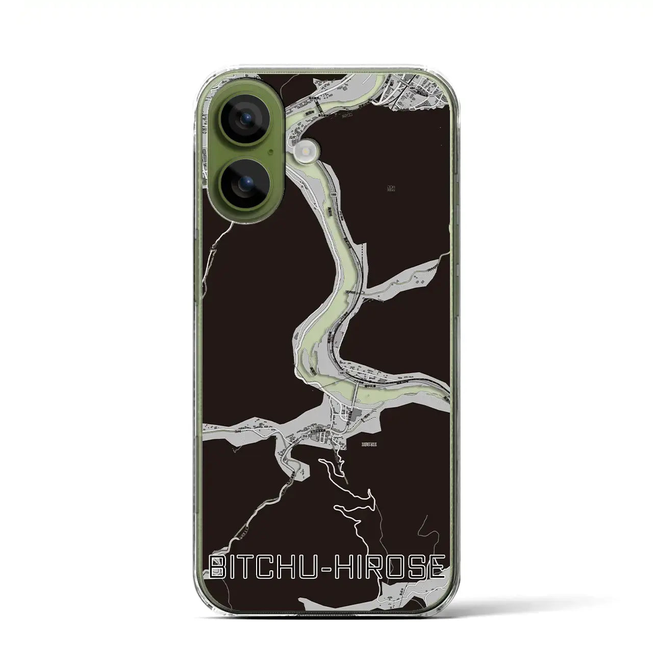 【備中広瀬(岡山県)】地図柄iPhoneケース(クリアタイプ)